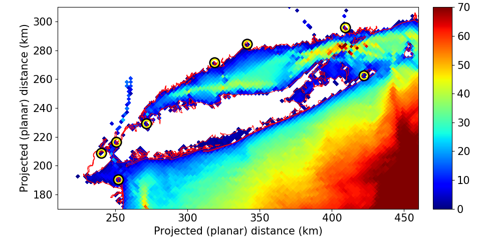 Bathymetry and land mask.